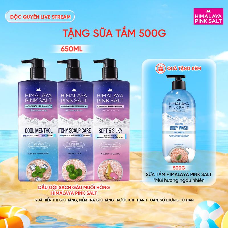 [Bamboo Salt Official] Dầu gội sạch gàu muối hồng Himalaya Pink Salt 650ml