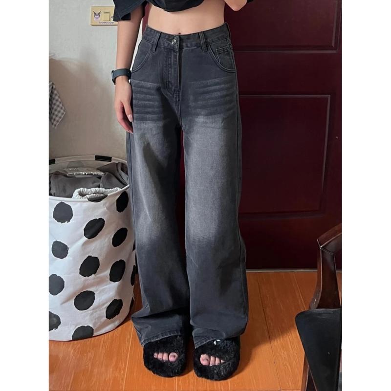 YOYO-Abu-abu Highwaist kulot loose jeans celana baggy pants wanita 1