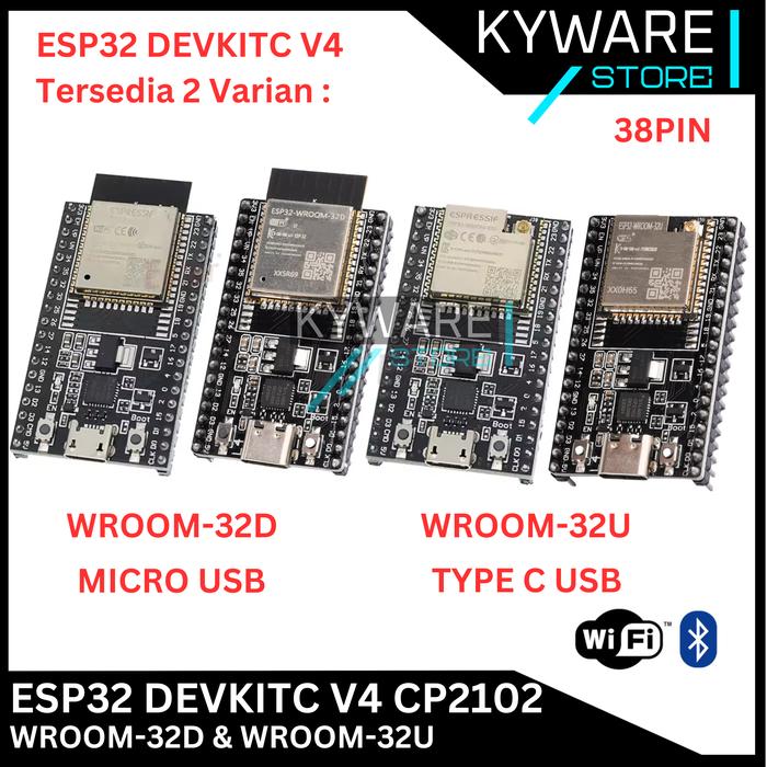 Jual KYWARE ESP32 DEVKITC V4 ESP 32 WROOM-32U WROOM-32D Micro USB Type ...