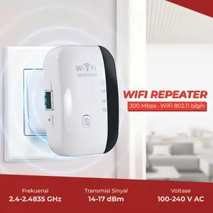 WiFi Repeater 300Mbps / Sinyal WiFi Memperluas Jangkauan / Penguat Sinyal Wifi
