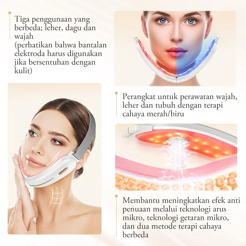 ANLAN Alat Pijat Terapi Pelangsing Wajah Bentuk V Ems Alat Kecantikan Dagu Alat Pijat untuk Mengencangkan Wajah 4