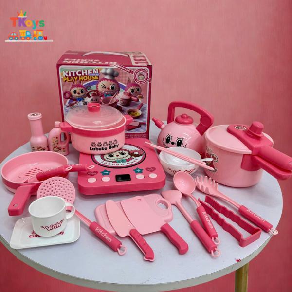 Bộ đồ chơi nấu ăn cho bé  phiên bản mới có bếp chạy pin hiệu ứng đèn âm thanh