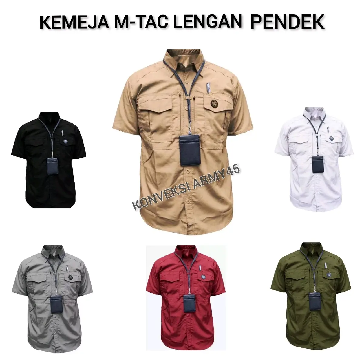 KEMEJA PRIA LENGAN PENDEK TACTICAL M-TAC OUTDOOR LAPANGAN KANTOR Army Hitam Hijau Abu Putih Navy flannel