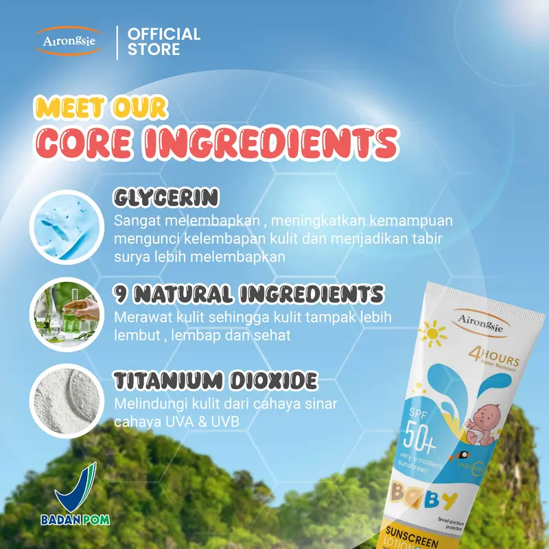 Airongsie Sunscreen Baby Kids Bundling 7 pcs  Airongsie SPF50+ 4 Hours Water Resistant UVA UVB 2