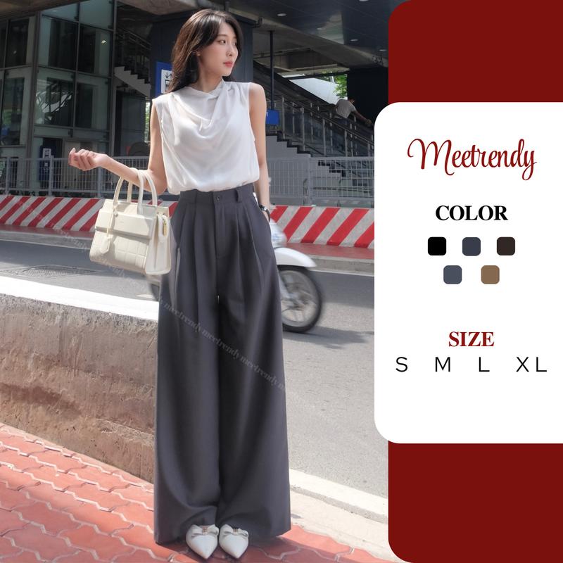 Quần Suông Dài Ống Rộng Nữ Tôn Dáng Meetrendy Quần Culottes Nữ Dáng Dài Basic Có Túi Q10