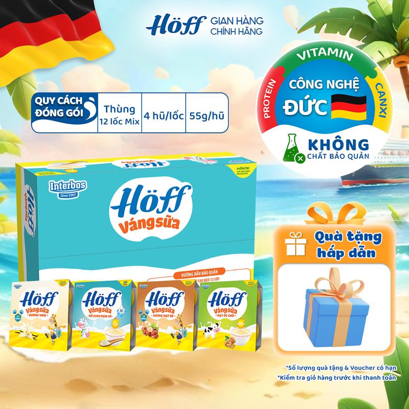 Váng sữa cho bé ăn dặm mix vị Hoff bổ sung dinh dưỡng canxi HMO MFGM DHA vitamin D3 khoáng chất hỗ trợ phát triển trí não hỗ trợ tăng cường miễn dịch thùng 12 lốc (48 hộp x 55g) - LIVE
