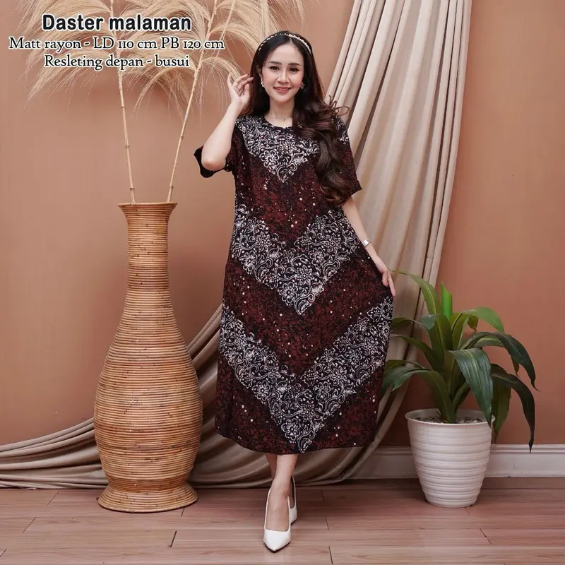 daster malaman cap rayon twill premium busui motif kekinian batik pekalongan bisa cod Nyaman Dress Bumil Tebal Pendek 1