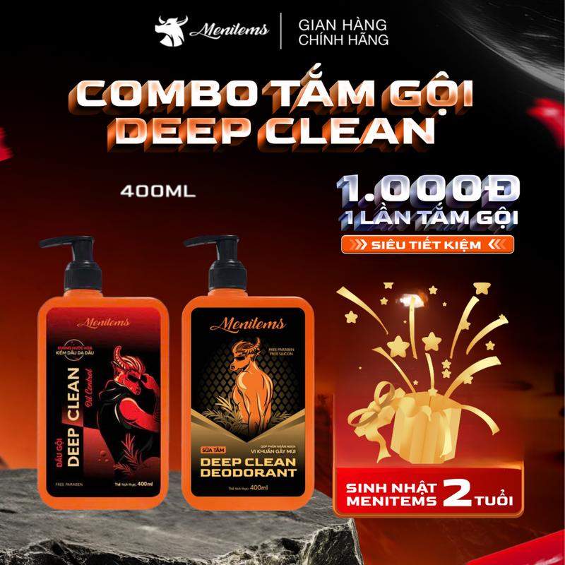  Combo Tắm gội Menitems Size lớn Siêu Tiết Kiệm - dầu gội sạch gàu sữa tắm mụn lưng hương nước hoa 400Ml - L1 