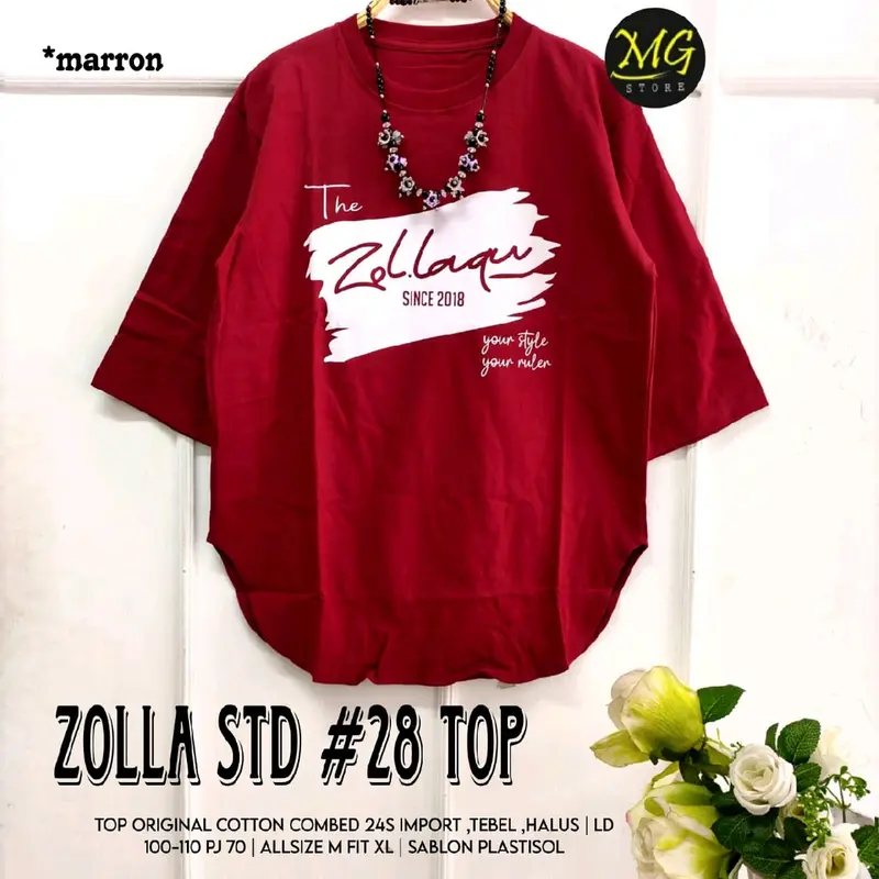 kaos santai, atasan kekinian, atasan wanita, halus, katun combed, import, zollaqu, zolla std#28 top//by mg store Casual 4