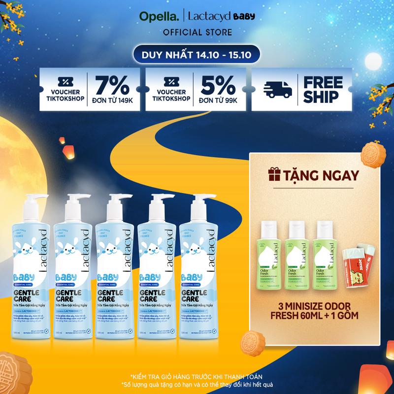 Bộ 5 Sữa Tắm Gội Trẻ Em Lactacyd Baby Gentle Care Bảo Vệ Dịu Nhẹ Cho Làn Da Nhạy Cảm 500ml Cho Bé