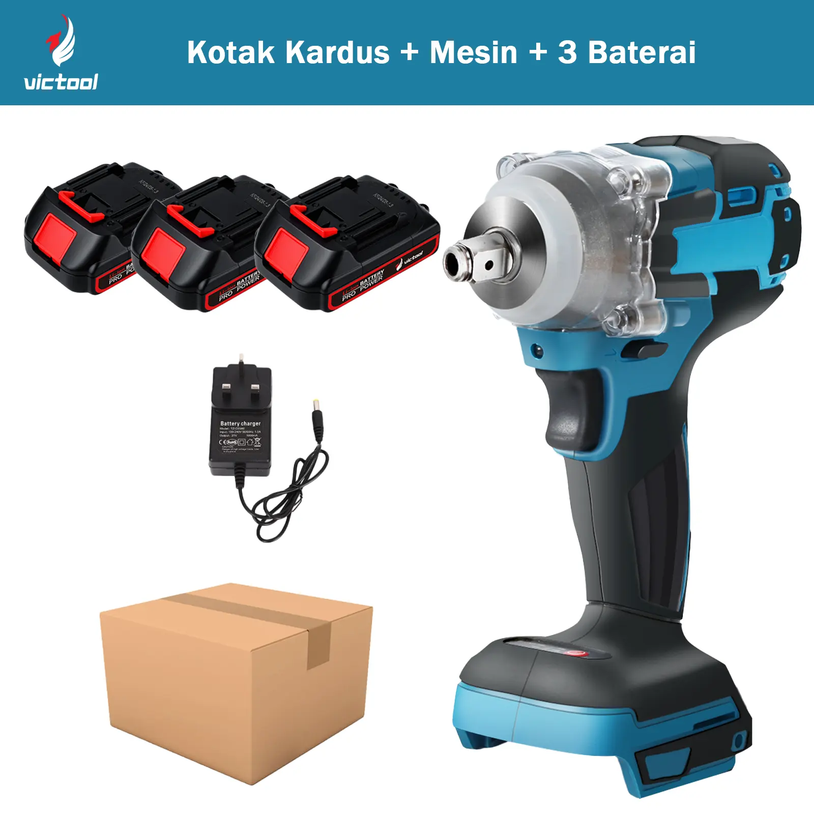Kotak Kardus + Mesin + 3 Baterai