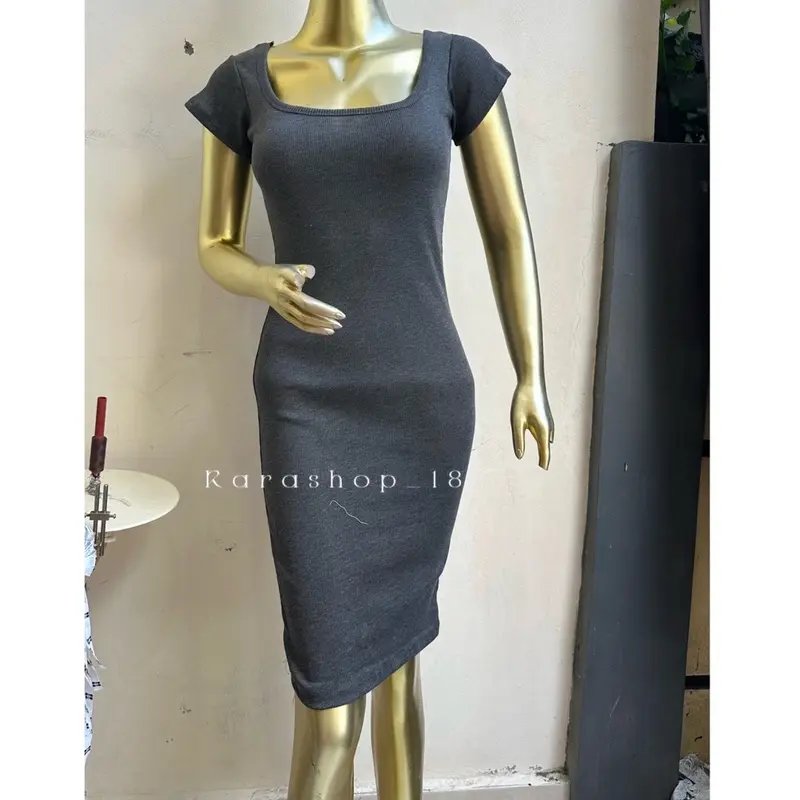Dress Wanita Rib Lisa Square Fit Body Casual - Elegant dan Nyaman 4