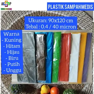 Kantong plastik sampah Medis Uk :90x120 cm( Tebal 0.4 micron)/ Kuning- Hitam- Hijau- Biru- Putih / Plastik sampahmedis/Plastik Layang- Layang /Trashbag