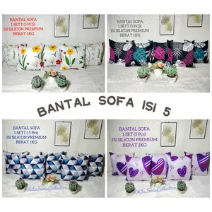 BANTAL SOFA RUANG TAMU 1 SETT ISI 5PCS kain katun
