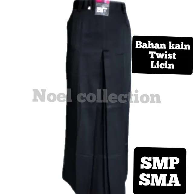 Rok hitam Rok span belah 1 panjang SMP SMA (twist/licin) NON KARET ATAU TANPA KARET