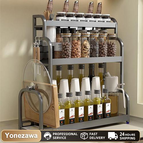 Kệ Gia Vị INOX 304 Giá để gia vị Kệ Càị dao bếp Nhà Bếp 2 3 Tầng thông minh