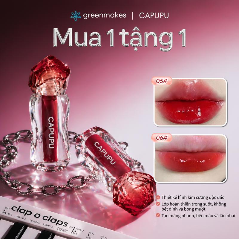 Mua 1 tặng 1 — CAPUPU H35 Son bóng gương – lớp hoàn thiện bóng pha lê, không…