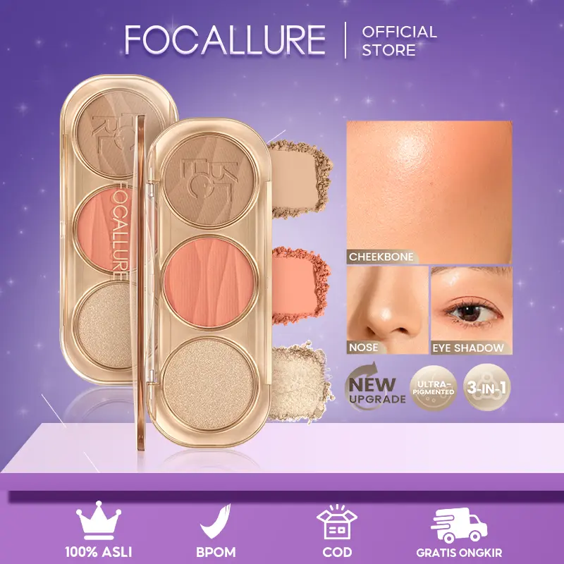 [Special Link]FOCALLURE Pro-Sculpt 3-in-1 Facial Shaping Palette Highlighter & Contour & Blush