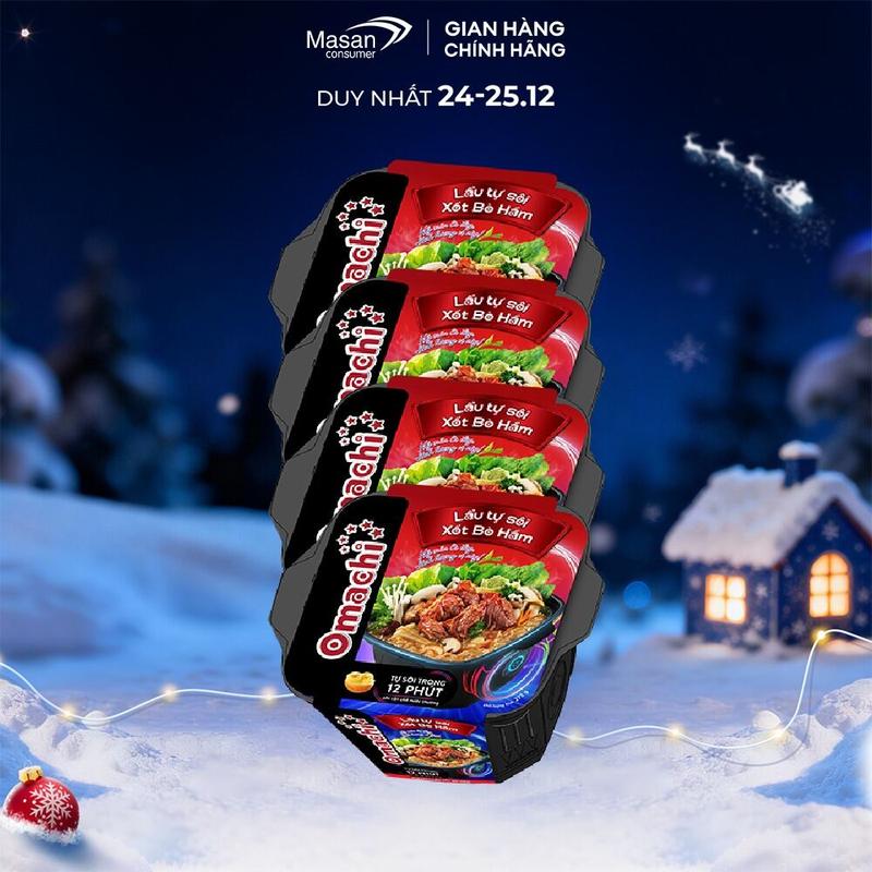  Combo 4 Omachi lẩu tự sôi xốt bò hầm 273g 