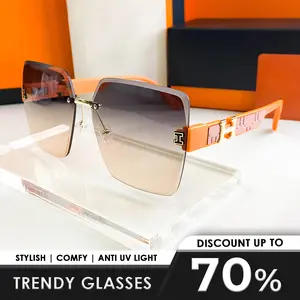 Cool Vision Kacamata Sunglasses Wanita Anti UV Light Frameless Bahan Premium Desain Korea Stylish Comfy COD Trendy Glasses untuk Pria dan Wanita Diameter 5 cm Model Normal Tanpa Minus atau Plus