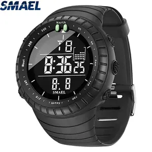 SMAEL Jam Tangan Digital Sport Pria Wanita 1237 Kaca Stainless Steel Tahan Air 50M LED Display Alarm Stopwatch Complete Calendar