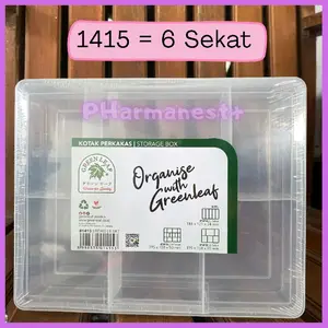 Kotak plastik Box mini 6 Sekat/Green Leaf Premium 1415