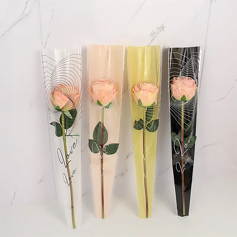 MGM 50 Lembar Plastik Bunga Mawar 1 tangkai Wrapping Plastik untuk Mini Buket Rose SF09 4