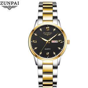 ZUNPAI Women's Watches Business Dress Female Ladies for Small Wrist Watch Gold Silver Tone Stainless Steel Band Analog Quartz Day Date Waterproof Lady Watches