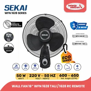 KIPAS ANGIN DINDING REMOTE SEKAI WFN 1628 RC 16 INCH