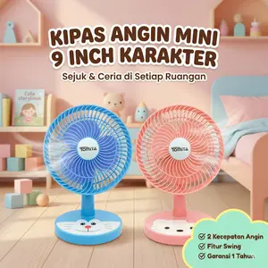 KIPAS ANGIN KARAKTER HELLO KITTY 9 INCH 25 Watt 220V Bisa Swing 2 Kecepatan Desain Menarik Garansi 1 Tahun