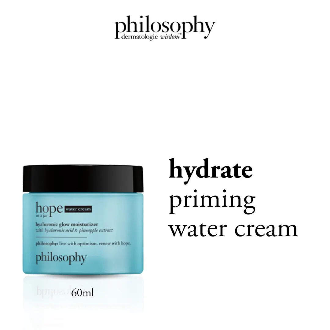 philosophy hope in a jar hyaluronic glow water cream 15ml | 60ml | with norwegian glacial water for 72-Hour Hydration