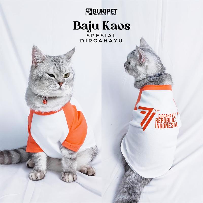baju kucing laki laki cewek lucu gemoy murah aksesoris hewan peliharaan - BASIC TEE SPECIAL DIRGAHAYU 0