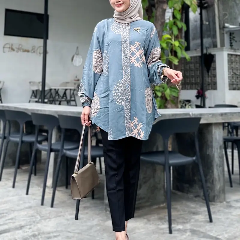 BLOUSE NAJAH BAHAN RAYON TEBAL UKURAN L, XL, XXL BLOUSE MUSLIM CANTIK. Kancing Kerah Basic 6