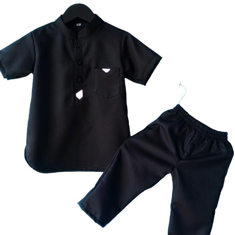 Setelan Baju Koko Bayi Laki-laki Usia 0-4 Tahun dengan Peci dan Tasbih Gratis - Atasan,  Celana, muslim Anak  Kancing  Kain Toyobo Nyaman Lembut  Hitam Putih kemeja Mesin Dicuci M baju takwa anak laki laki 2024 brookhaven outfit 2