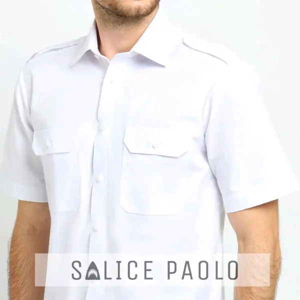 Kemeja Pria Salice Paolo/Polo Alessandro Lengan Pendek Kantong Dua Pangkat