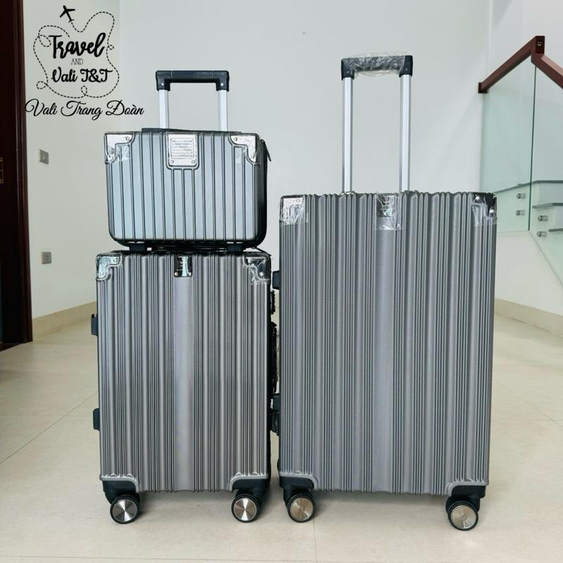 TĐ93-Vali Khung Nhôm L1 Có Khay Để Cốc - 2 Ngăn Kín Chống Nước Khoá Kéo Kín Size 28 1 Ngăn Kín BH 2 Năm Hàng Lỗi Miễn Phí Nam