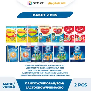 [PAKET 1 & 2 PCS] Dancow 1+/3+/5+, Lactogrow Pro 1+/3+, SGM 1+/3+, Vidoran Xmart 1+/3+, Primagro 1+/3+, S26 MADU/VANILA/COKELAT 700G/800G/900G/925G/1KG/1,2KG/1,4KG/1,6KG/2KG