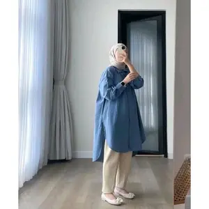 kemeja tunik katun linen - tunik wanita terbaru tunik kancing bahan katun linen kalem dan simpel ukuran standar - jumbo