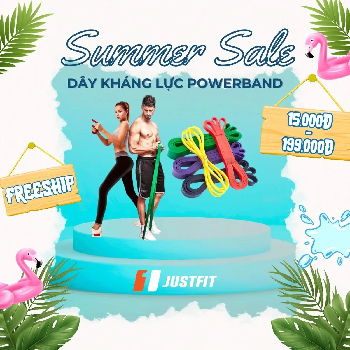 Dây kháng lực JUSTFIT power band, powerband tập gym, tập yoga, thể dục tập chân nam nữ Tập Cơ Tay Cao Su Tập Yoga
