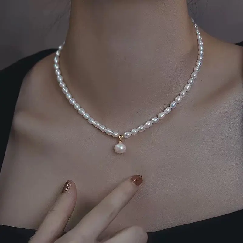 Vòng Cổ Ngọc Trai Nước Ngọt, Nữ, Sáng Màu Tươi Mới, Dây Chuyền Nữ, Dành Cho Phụ Nữ, Đồ Trang Sức, Thích Hợp Làm Quà Tặng Ngày Của Mẹ, Không Phai Màu