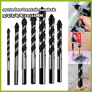 7PCS MATA BOR TOMBAK KACA KERAMIK GRANIT PORSELIN KACA 3/4/5/6/8/10/12MM mata bor bentuk tombak mata  gerinda
