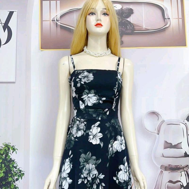  D03. Dáng dài + lụa mango . Đầm hai dây cúp ngang  Dress Women Nữ 