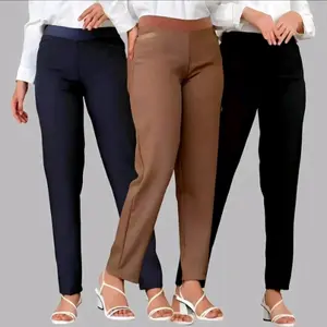 Celana kerja Pinggang Karet wanita kantoran formal bahan semi woll standar jumbo Panjang Hitam Cewek Formal Basic Bawahan Dalaman Tebal Harian Lembut Kain