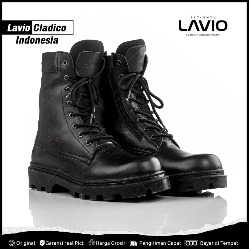 Sepatu PDL Safety Boots Kulit Asli Lavio AX7 Ujung Besi Original