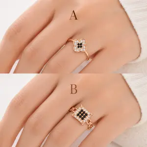 Emasku Jewelry Cincin Titanium SEMANGGI DAN KOTAK HITAM TITANIUN wanita Elagan Titanium Anti karat CN105