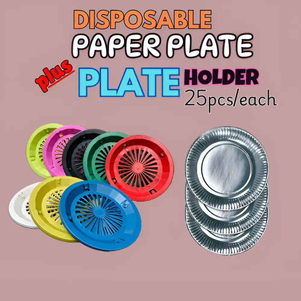 Moolah 25pcs PLATE HOLDER + 25pcs PAPER PLATE SET Save P5.00 Birthday Party, Children's Party, Celebration Disposable
