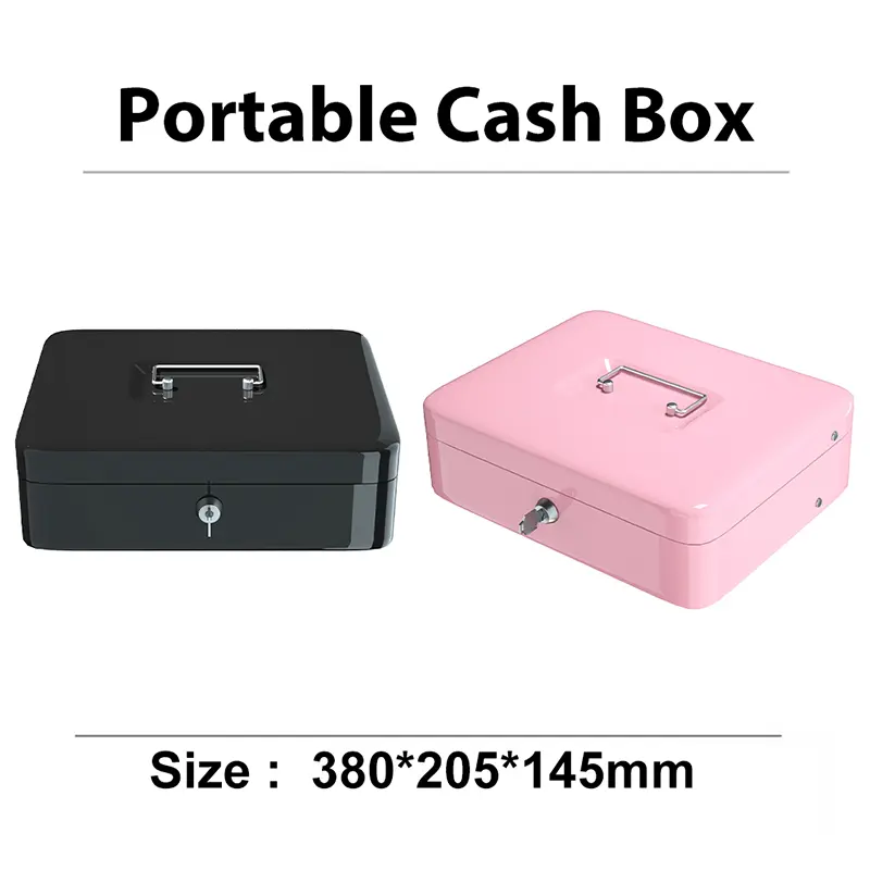 Kotak Uang Portable Cash Box Money Box Safety With Lock Security Compartment/Drawer Secret Metal 1