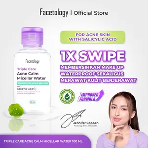 Facetology Triple Care Acne Calm Micellar Water 100ML Pembersih Wajah Salicylic Acid Cleanser Untuk Kulit Berjerawat dan Berminyak Membersihkan Kotoran