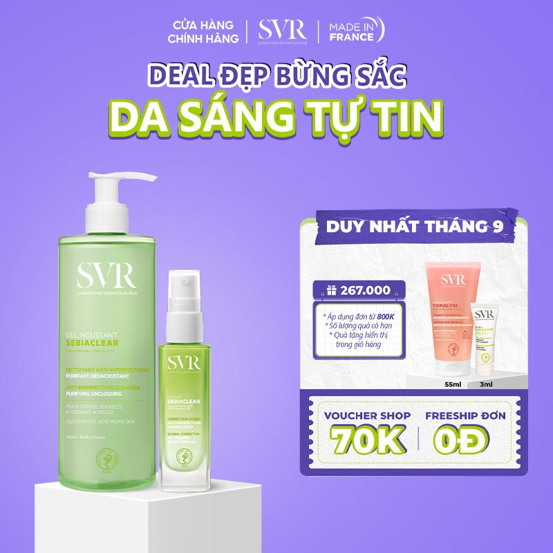 Bộ đôi giảm mụn, mờ thâm và làm sạch da SVR SEBIACLEAR SERUM 30ml & SEBIACLEAR…