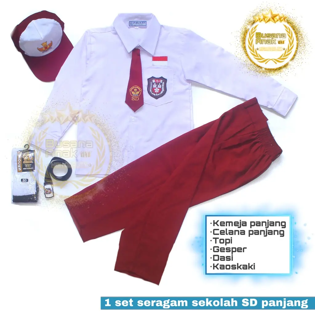 Seragam SD SETELAN SUPER LENGKAP SERAGAM SEKOLAH SD PANJANG LAKI LAKI
